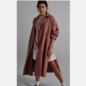 New FREE PEOPLE Kelly Trench Coat Waist Tie Color Cherry Chai Sz XS/ S